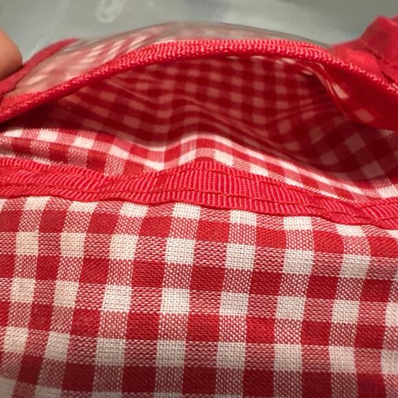 Sanrio Hello Kitty Gingham Rare patch vintage Y2K denim tri fold wallet collecti - Picture 7 of 14